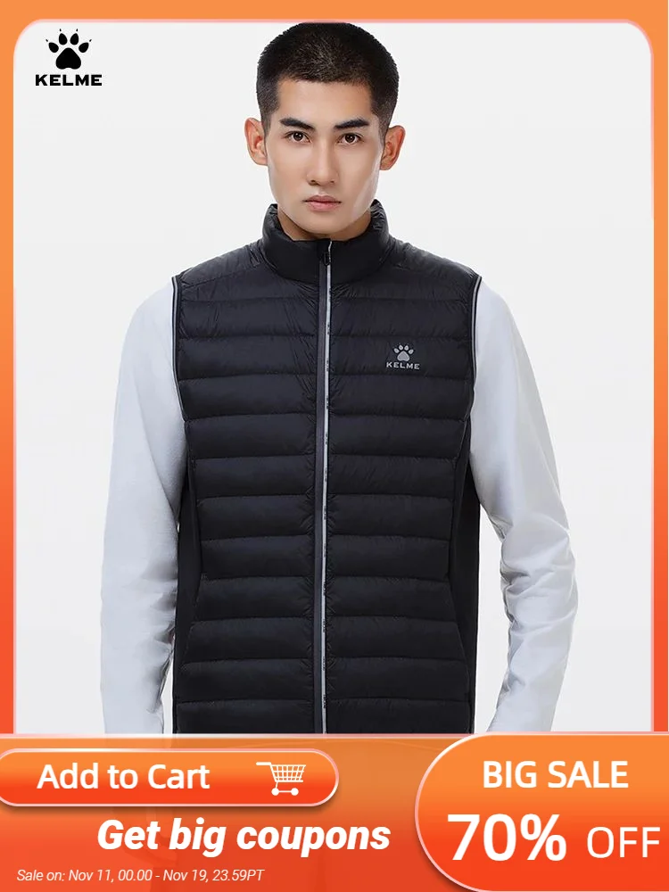 

Kelme Down Running Vest Men's Winter Edition Stand Up Collar Lightweight Fitness Shoulder Sports Coat Windproof And Warm Vest