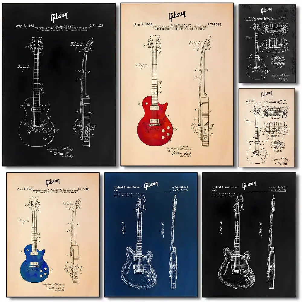 G-Gibson гитара аниме постер HD искусство липкая стена водонепроницаемый дом гостиная спальня бар эстетическое украшение G-Gibson гитара аниме постер HD искусство липкая стена водонепроницаемый дом гостиная спальня бар эстетическое украшение