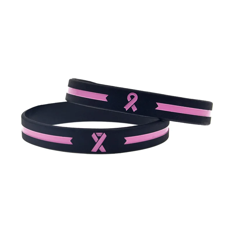 1 Stück/3 Stück, dünnes Armband mit rosa Linien-Logo, Krebs-Logo, Silikonarmband, „Hope“-Armband, inspirierendes medizinisches Armband. – Detail 4