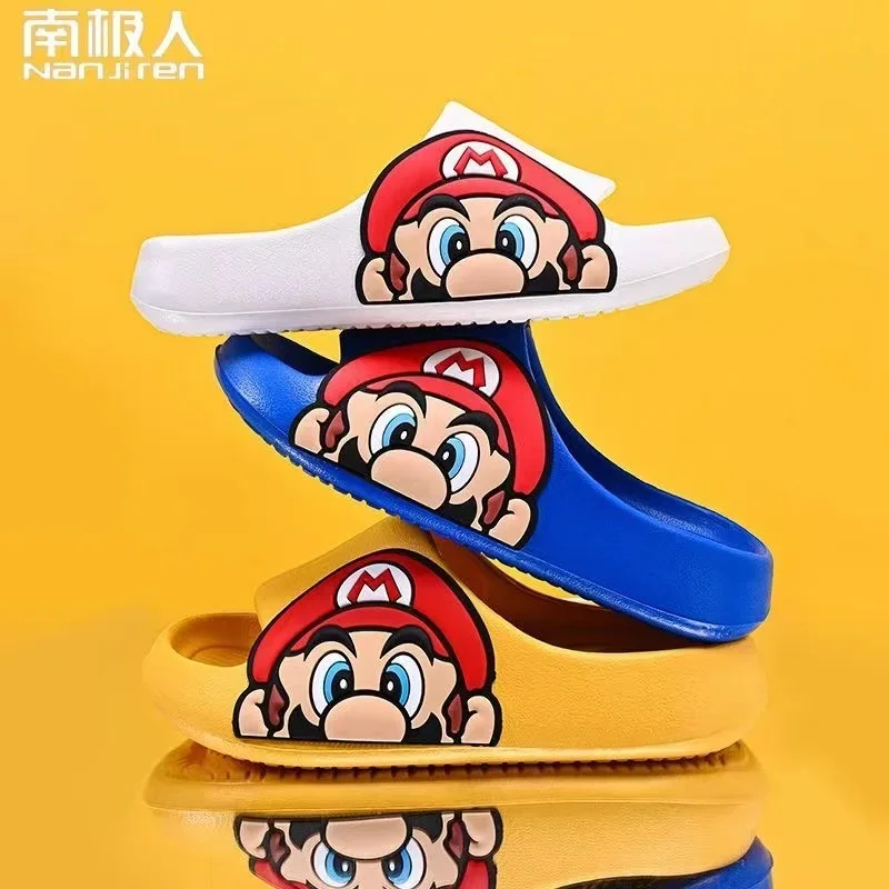 Super Mario Summer Cartoon Cute Beach Shoes for Boys and Girls Bathroom Non-Slip Shoes for Outerwear Cartoon Picture Slippers