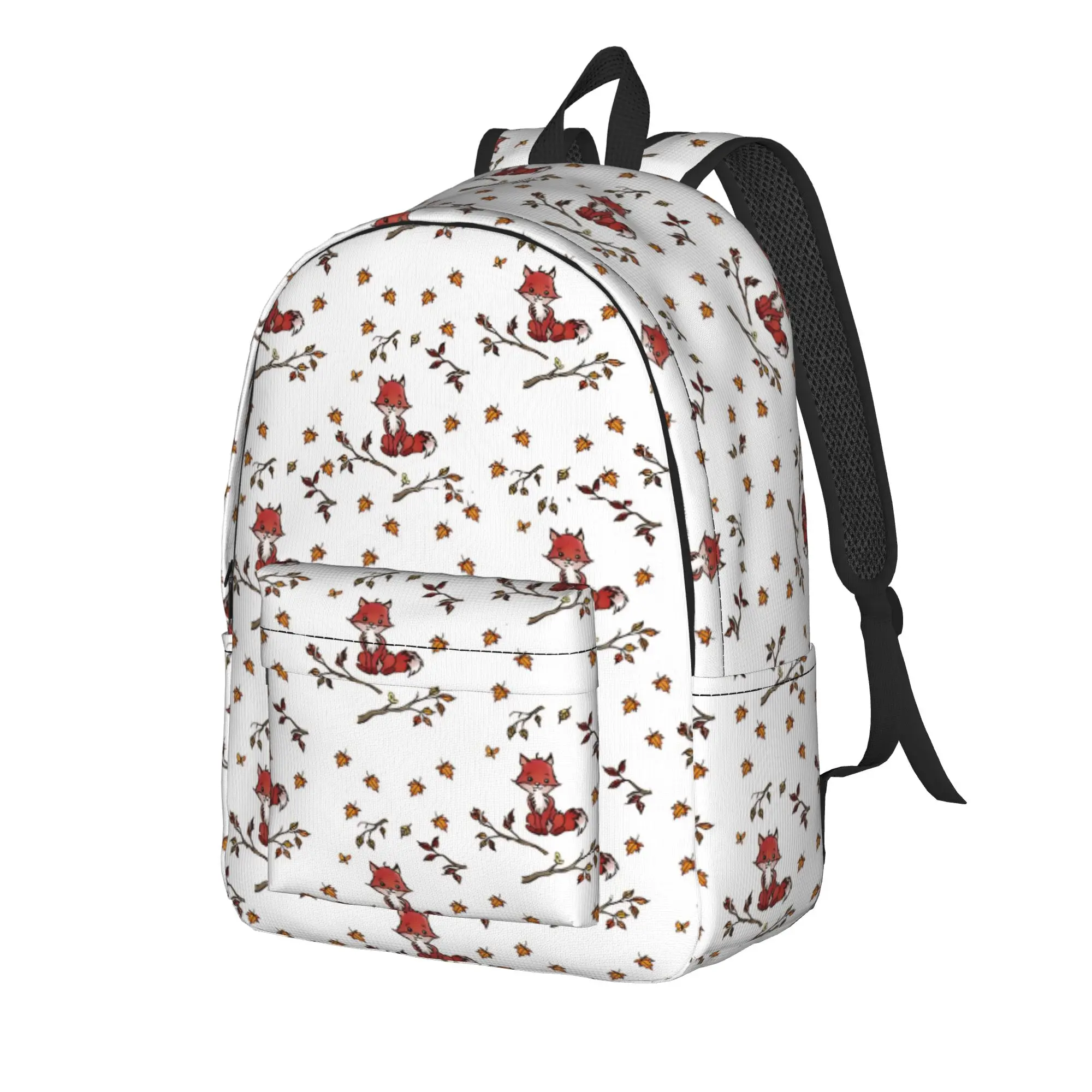 Little Fox  Teenage Backpack with Pocket Student Hiking Travel Foxes Autumn Partten Daypack for Men Women Laptop Shoulder Bag