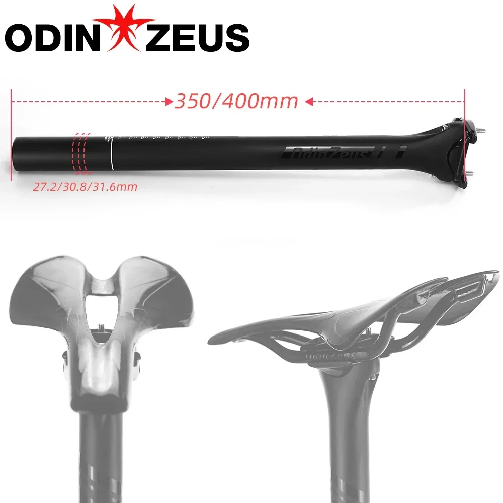 OdinZeus-Carbon Fiber Bicycle Saddle Seat, MTB Bike Sets, Road and Mountain Fold, Front Seat Cushion, 27.2/30.8/31.6mmx350/400mm