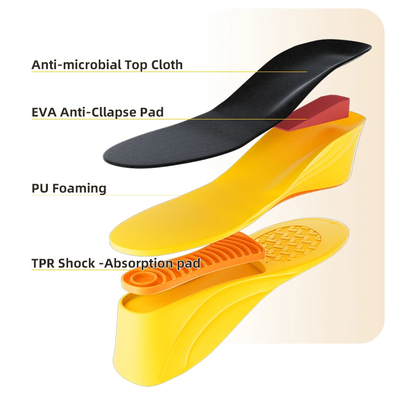 Height increase insoles for men/women 2/3/5 cm up invisiable arch support orthopedic insoles shock absorption blue/black color