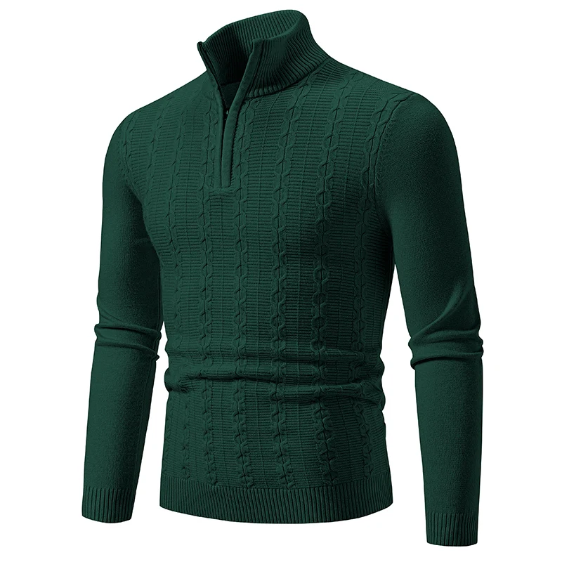 

Men's Autum Sweatwear Warm Pullover Sweaters Solid Color Half Zipper Coats V-neck Long Sleeve Knitted Sweatshirts Winter Tops