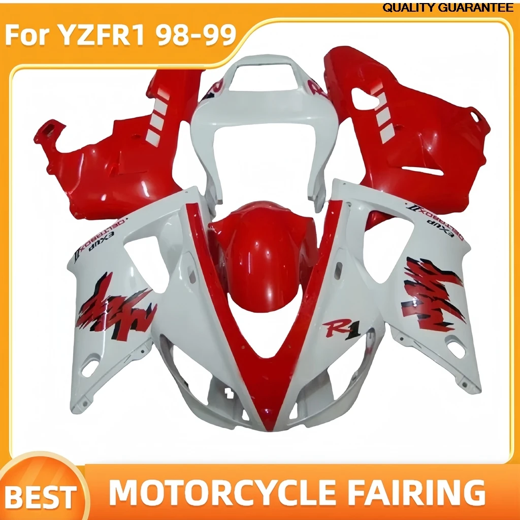 Painted Bodywork for YAMAHA 1998 1999 YZFR1 Red White Motorcycle Fairings  Kit YZF R1 98 99 Street Sport Chinese  Set