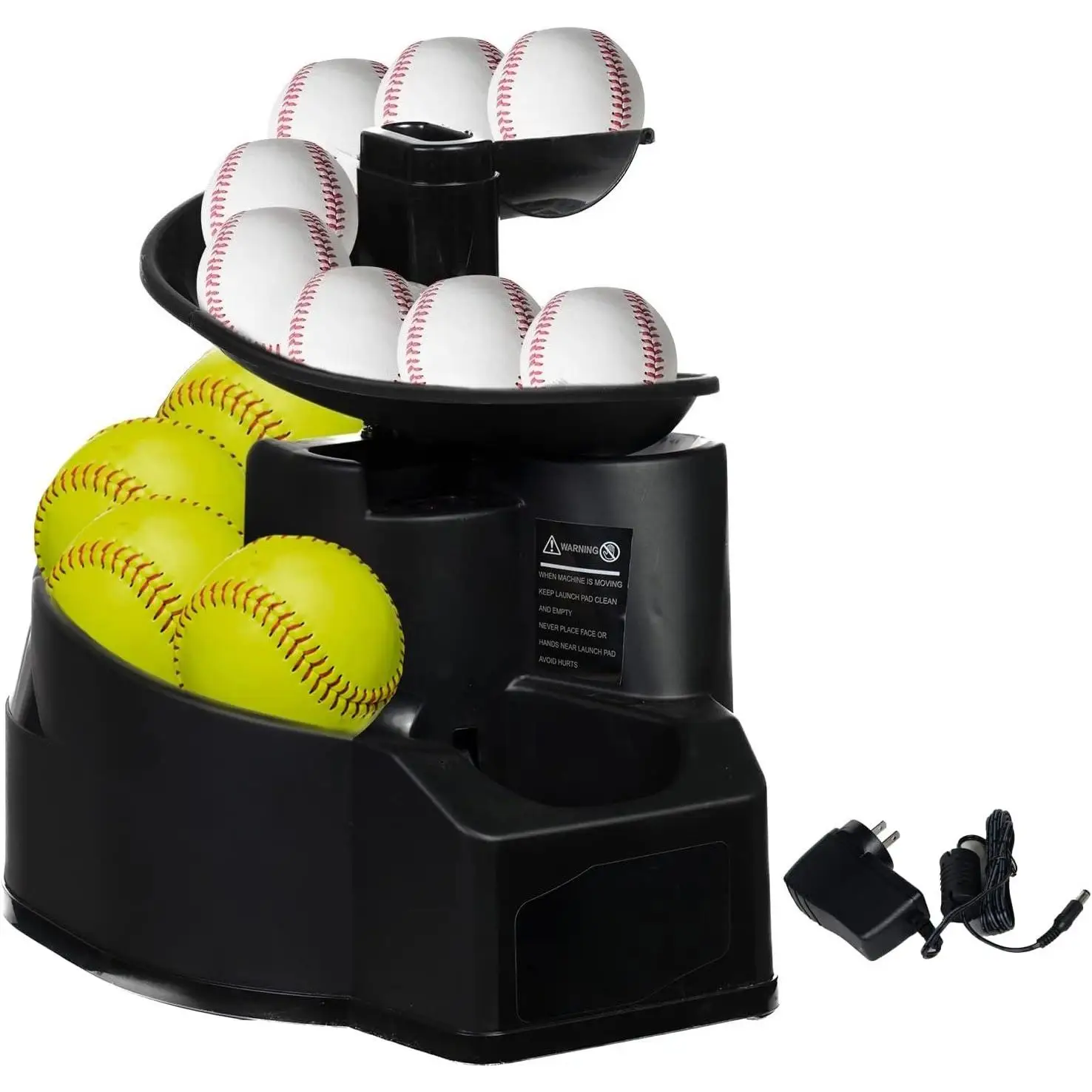

Rechargeable Baseball/Softball Toss Machine with Extendable Ball Stacker, Height Adjustable, Use Regulation Baseball