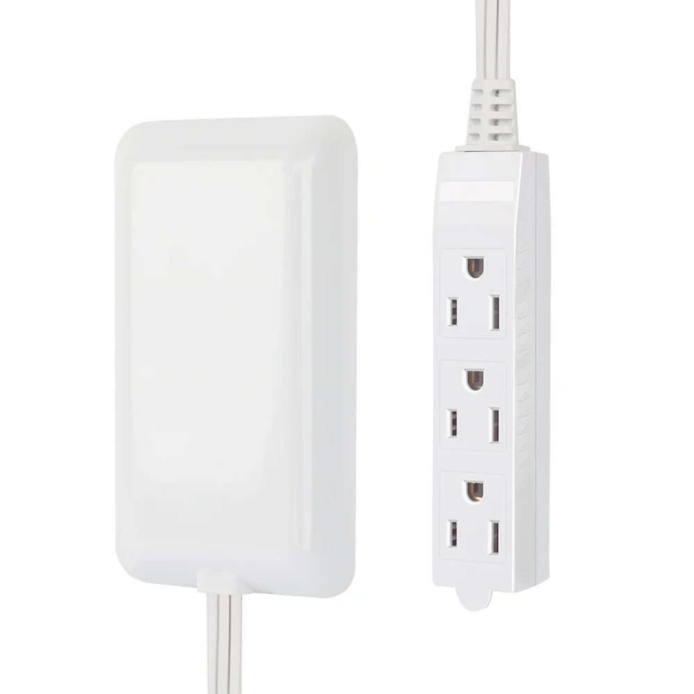 Flat-Face Outlet Extender with 3 Receptacles, Ultra-Thin Wall Plate Plug with Cord Extender and 3-Outlet Power Strip