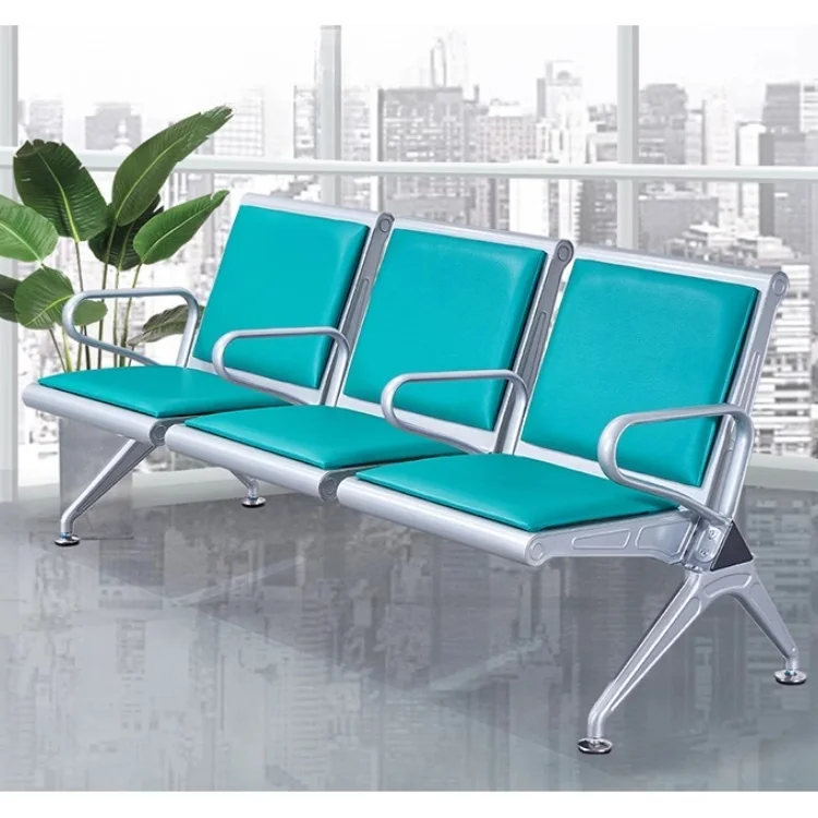 Hospital Waiting Bench Pu Row Link Chairs With Pu Cushion Seating Waiting Chair 4 Seater Airport Chair