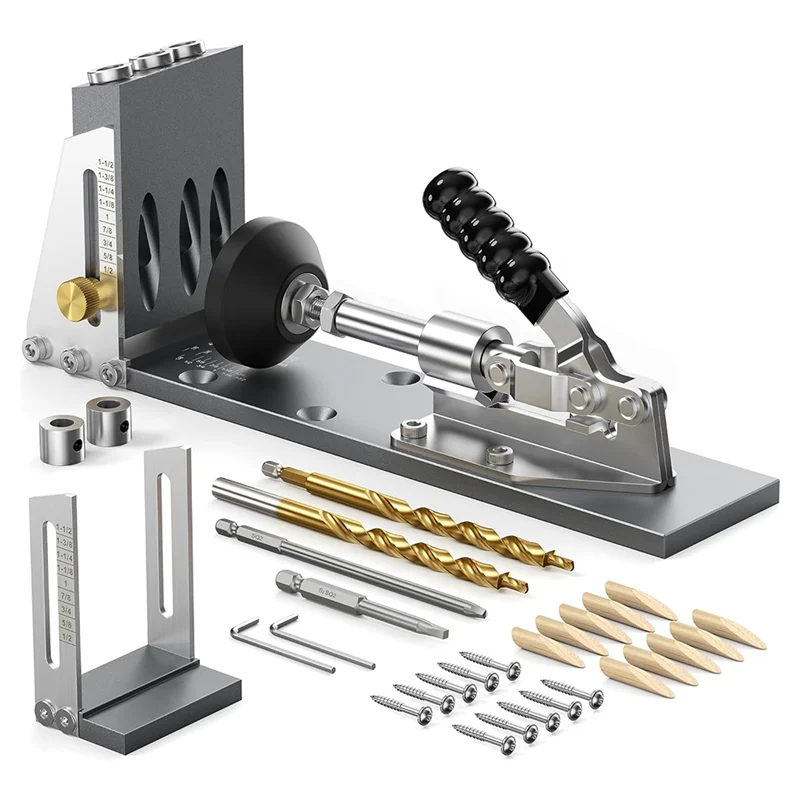 

ABFU-регулируемое приспособление для карманных отверстий, профессиональное приспособление для винтов, универсальная направляющая для сверла от 1/2 до 3 1/8 дюйма для деревообрабатывающих проектов Thickn