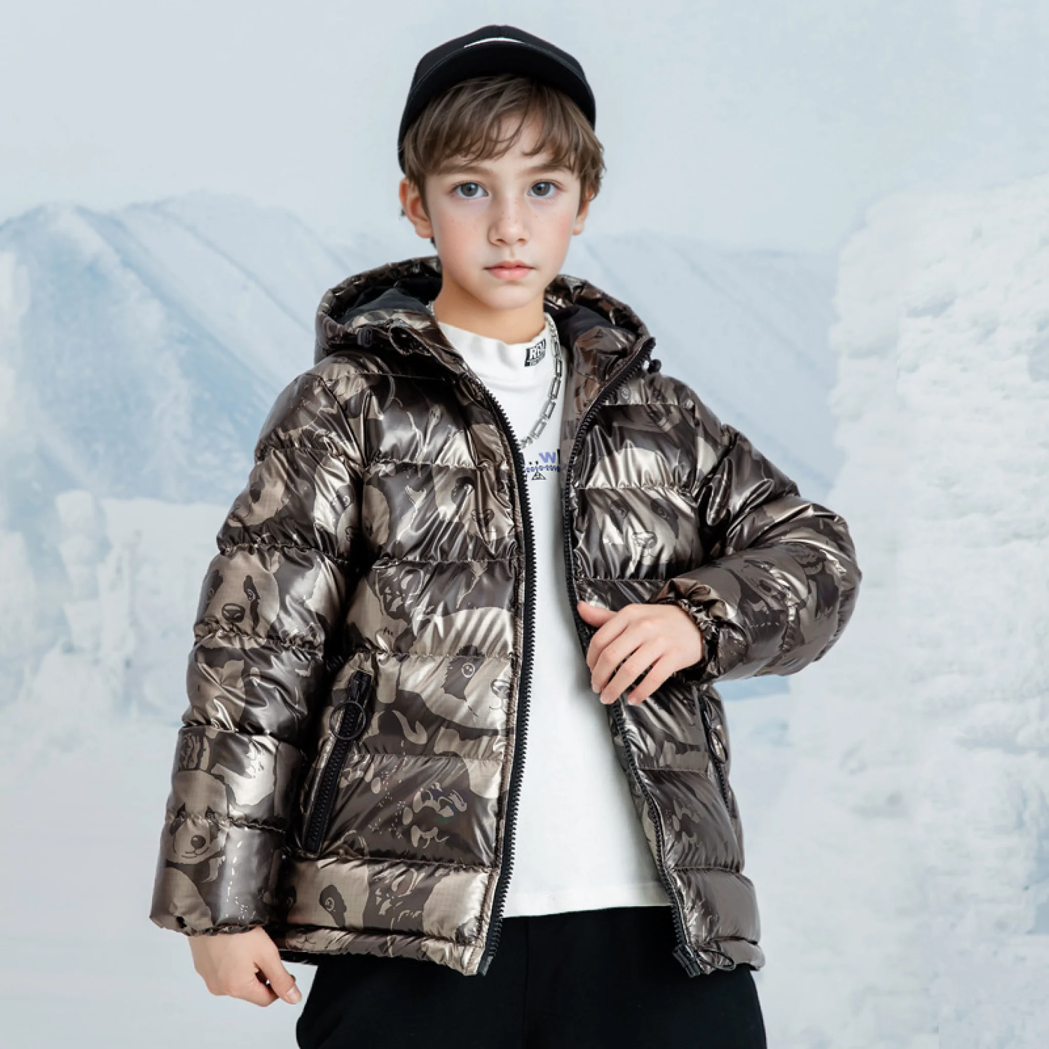 

Зимнее плотное теплое хлопковое пальто с пандой для мальчиков-подростков, детская ветрозащитная водонепроницаемая верхняя одежда с подкладкой, детская рождественская одежда