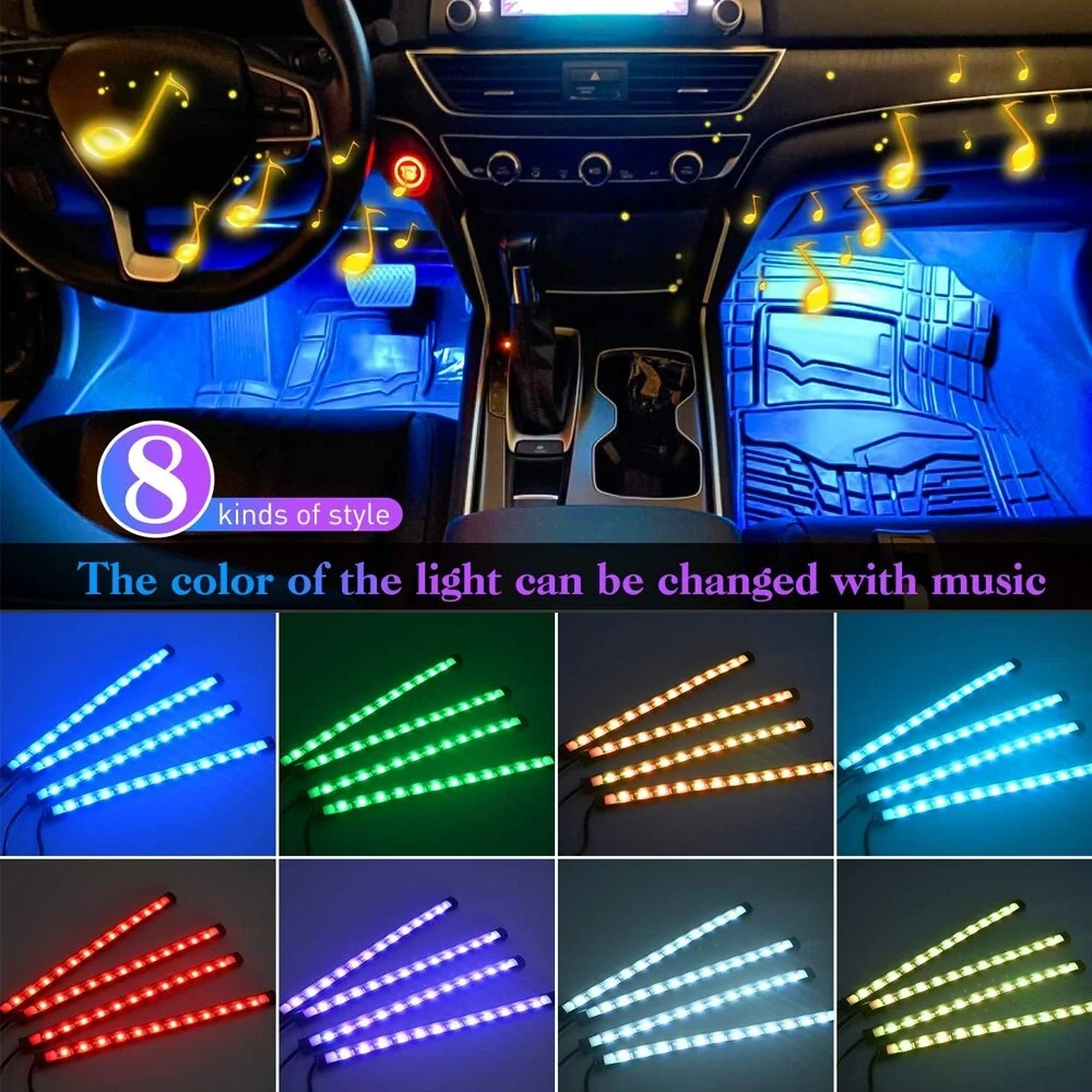 

RGB LED Car Accessories Interior Ambient Foot Light USB APP Control Auto Decorative Atmosphere Lamp Vehicle Supplies