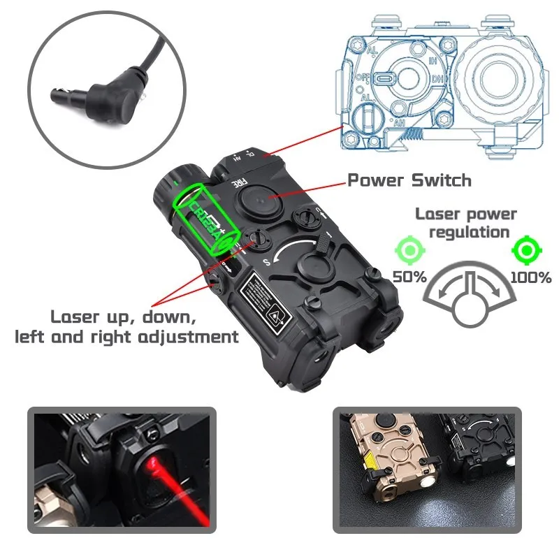 Imagem -02 - Wadsn Tactical Lanterna Red Dot Sight Verde Azul Ogl Laser Pointer Airsoft Air Gun Militar ar 15 Rifle Acessórios 20 mm Trilho