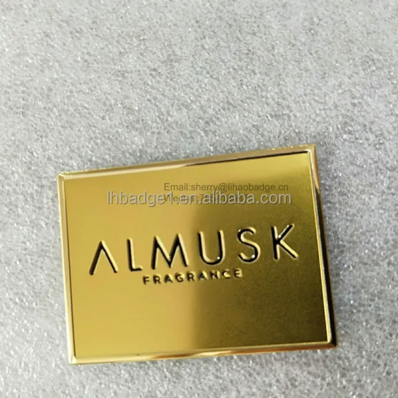 Custom logo engraved color perfume bottle metal label/metal logo for essential oil bottle