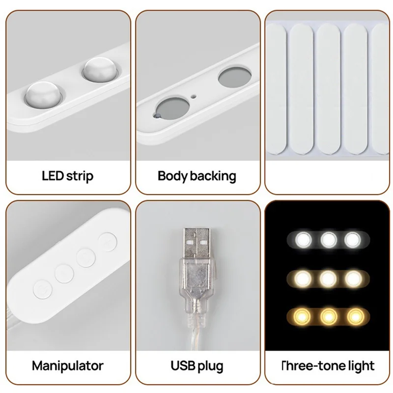 ABJT-LED أضواء الغرور للمرآة، أضواء للزينة ماكياج، 20X3 المصابيح USB 5V 3 أضواء مرآة ملونة، مرآة غير متضمنة
