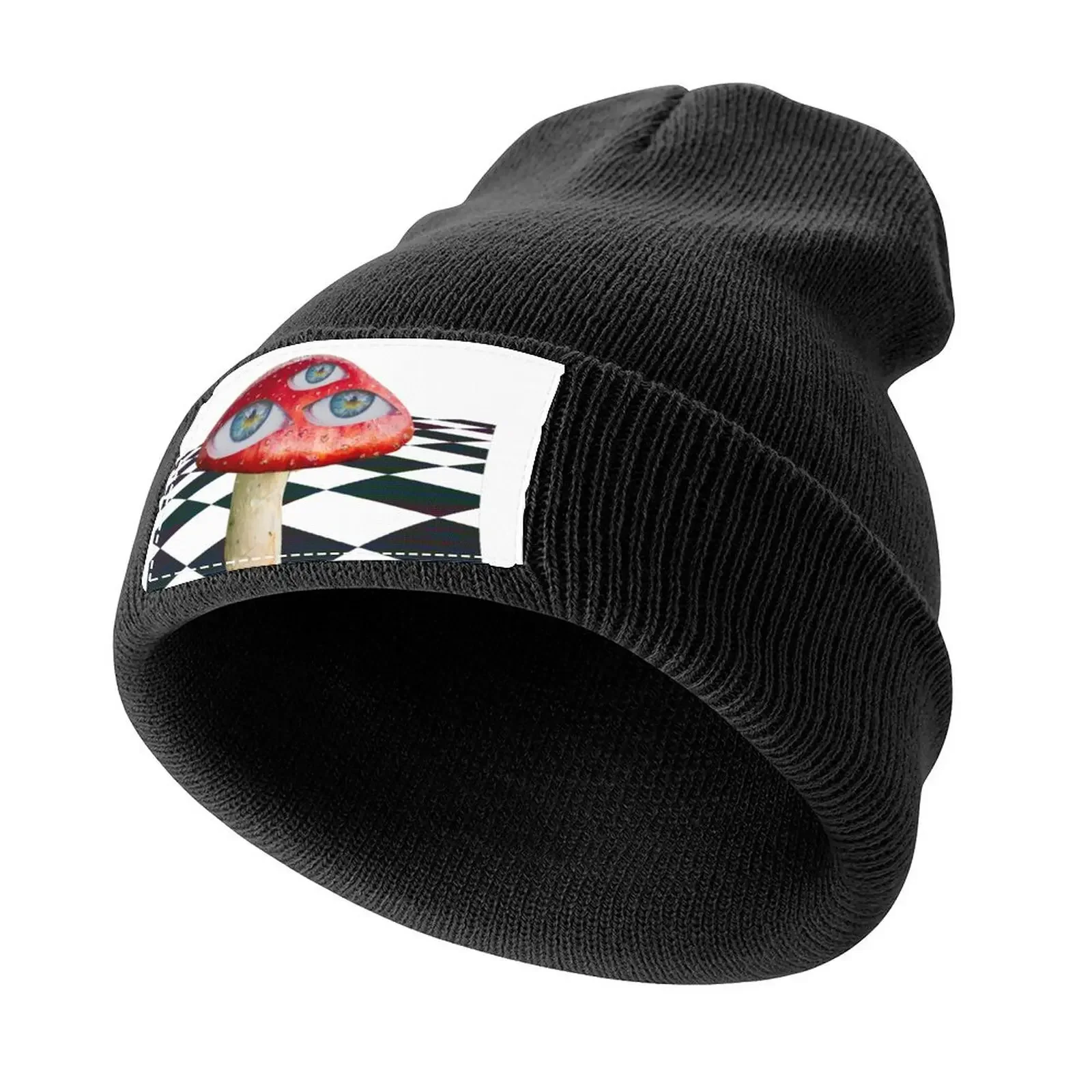 

Dreamcore Weirdcore Aesthetics Mushroom Eyes Checker Floor V2 Вязаная шапка с термозащитным козырьком Snap Back Hat Icon Мужской женский