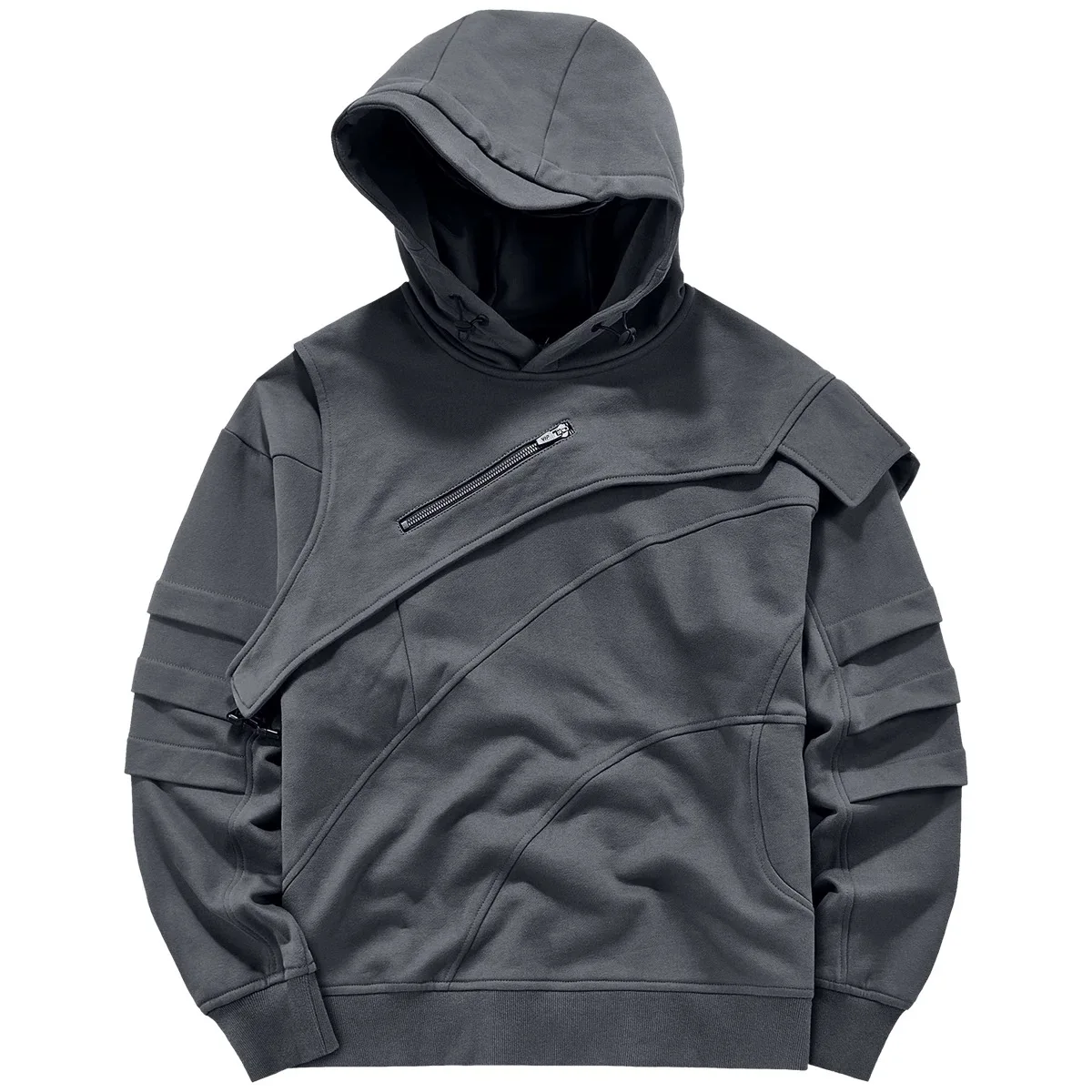 ARENS Men Functional Hoodies Streetwear Autumn Tactical Patchwork Turtleneck Sweatshirt Pullover Men Fashion Hoodie Techwear