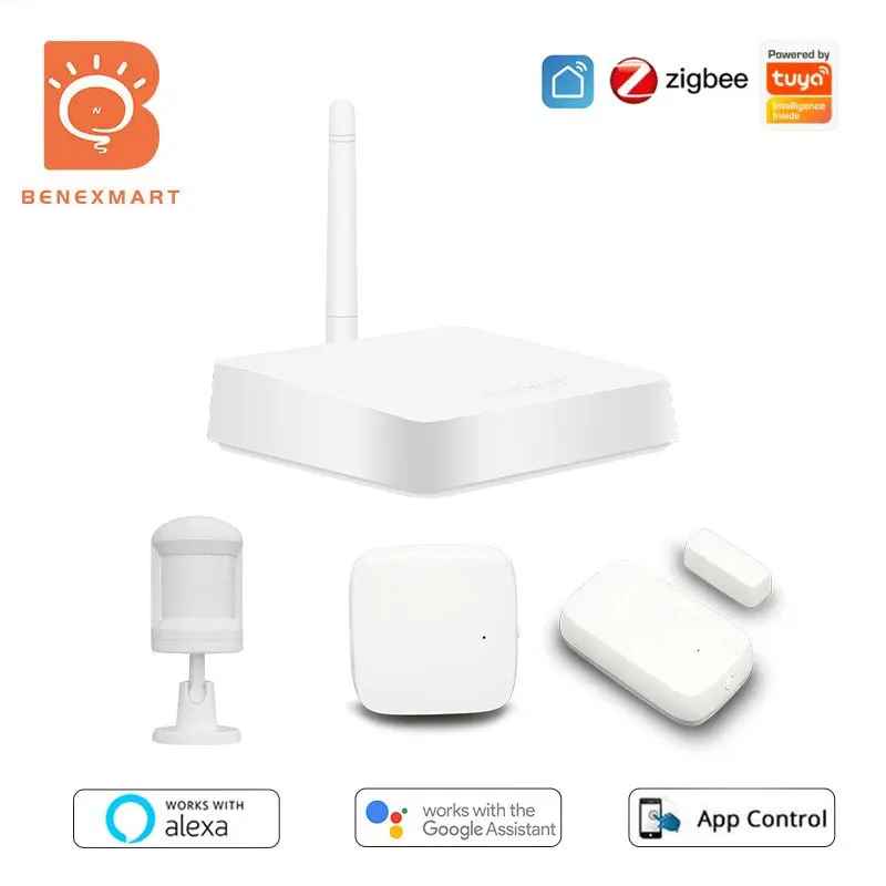Benexmart Tuya Zigbee Smart Wireless Wired Gateway Hub Bridge sensore PIR Kit sensore T e H allarme di sicurezza per l\'automazione domestica