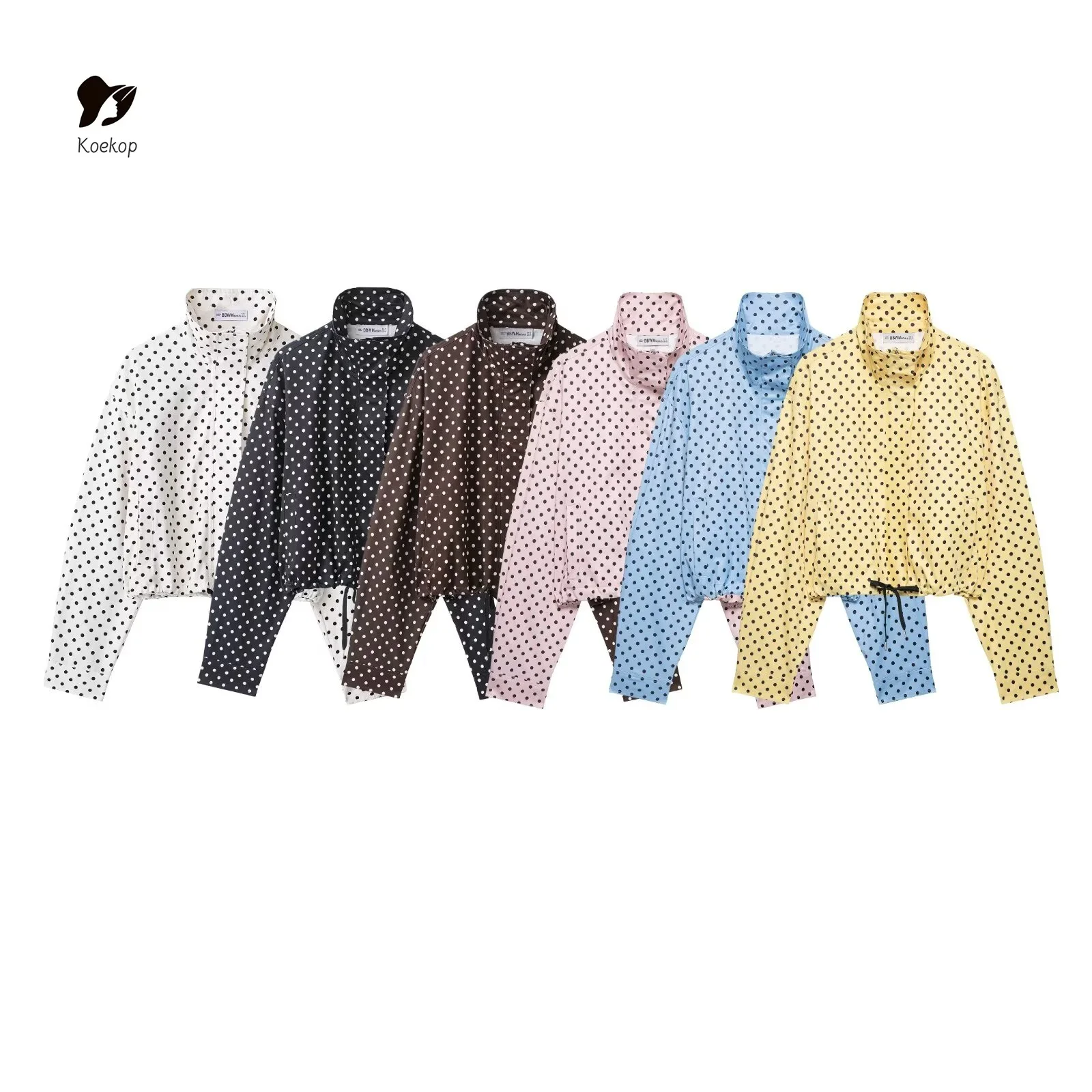 Koekop 2026 Women Polka-Dot Seersucker Short Jacket Casual, Fashionable Multicolored Short Coat with Elegant Feminine
