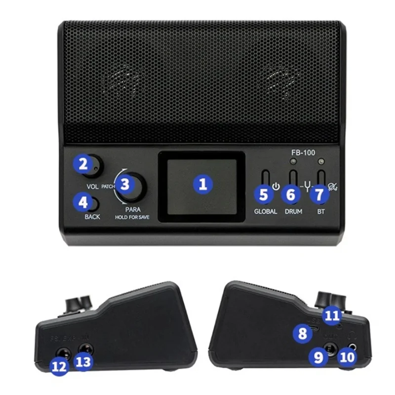 

RTSHE-Electric Guitar Speaker Integrated Effect Device Portable Bluetooth Guitar Speaker Custom Electric Guitar Effect Speaker