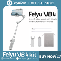 FeiyuTech VB4 Kit Smartphone Gimbal Stabilizer with AI Tracking & Integrated Fill Light, 216mm Extension Rod, for iPhone/Android