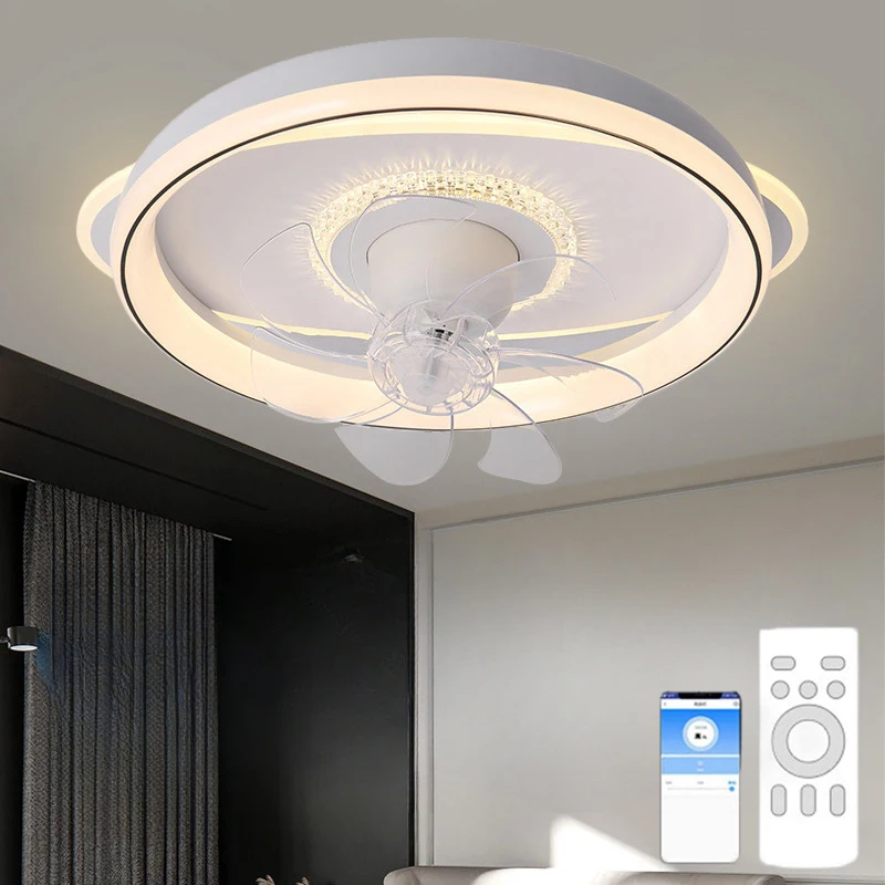 

Quiet Indoor Ceiling Fan with Lights 360° Oscillating Fan Dimmable Remote&APP Control 6-Speed for Bedroom Living Room White 50CM
