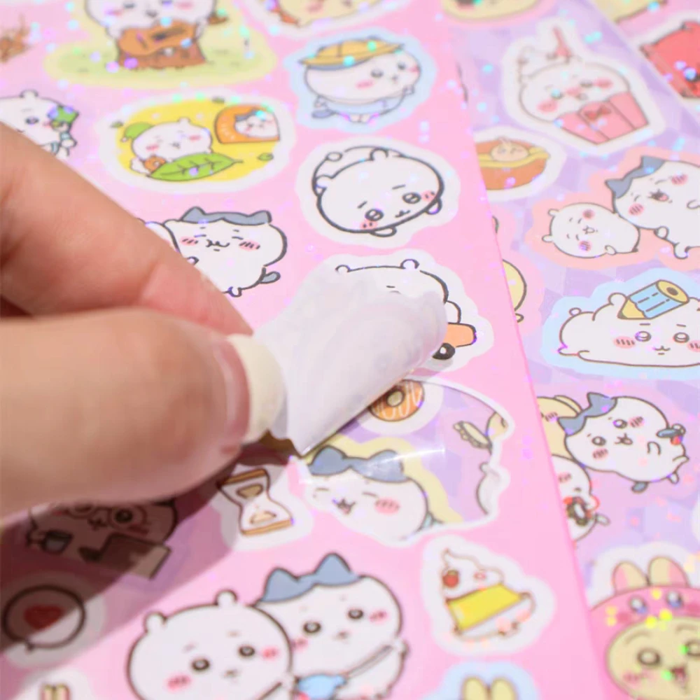 20Pcs Chiikawa Usagi 레이저 스티커 장난감 Kawaii Hachiware 학생 스케이트 보드 휴대 전화 워터 컵 만화 장식 스티커