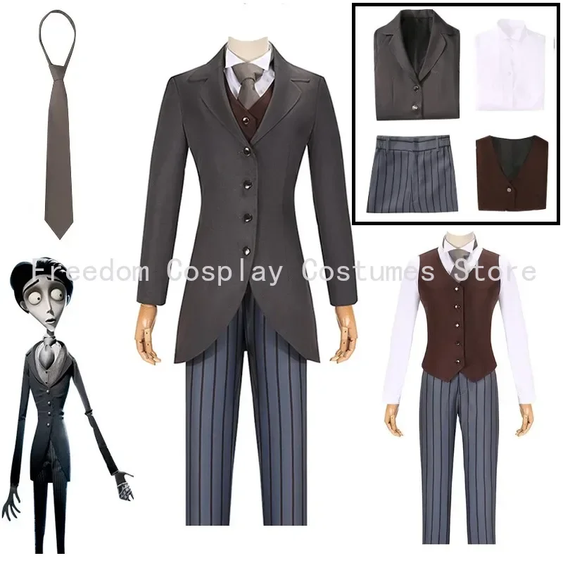 

Movie Tim Burton Corpse Bride Victor Van Dort Cosplay Costume Jacket Pants Halloween Carnival Party Disguise Suit for Men Woman