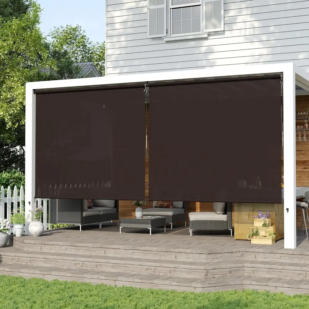Persianas enrollables para exteriores (9' de ancho x 8' de largo), persianas enrollables con cordón para patio, con tela enrollable o para porche, balcón, patio trasero, gazebo, S