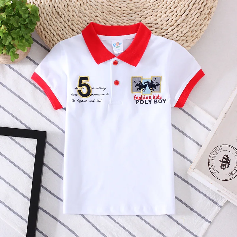 

Boys summer polo shirt Cotton Breathable Boys clothing Pony logo Embroidery pattern T Shirts Kids Turn-Down Collar Top Tees 3-7T