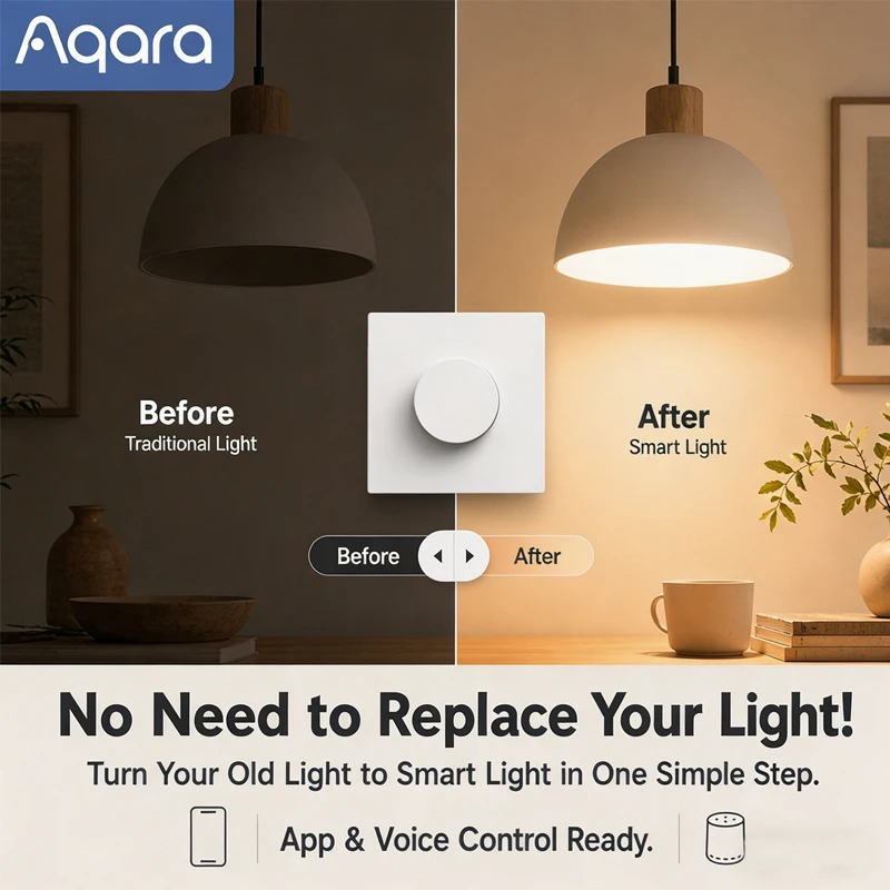 Aqara H1 EU Smart Switch Wireless Zigbee 3.0 Multifunctional Intelligent Adjustment Dimming Smart Light Works with Apple HomeKit