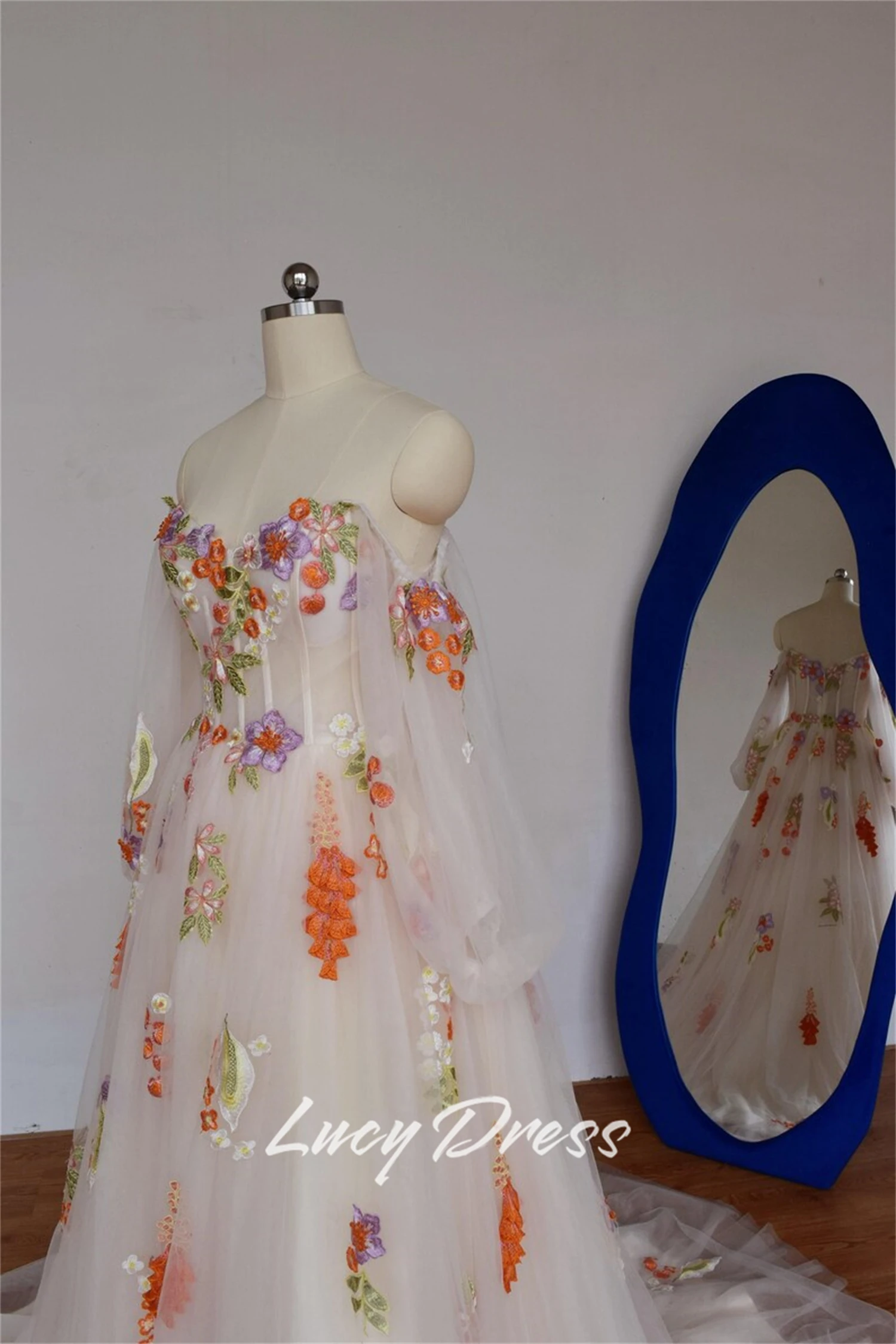 Lucy robe de mariée personnalisée robe de soirée pour robes d'invité de mariage femme robes de bal fleur tissu robe de bal robes de mariée