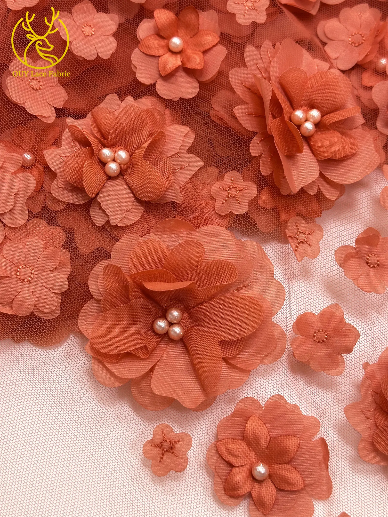 3D Französische Blumenperlen-Spitze 2026 Afrikanische Pailletten-Spitze Nigerianischer Tüll-Netzstoff für Hochzeitskleider 5 Yards – Detail 23