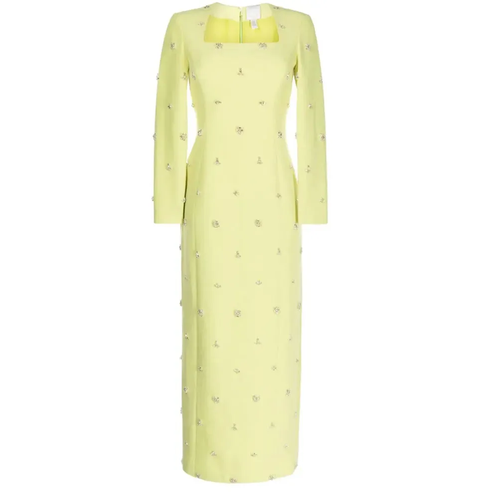 MOBEYE-Robe de Soirée Luxueuse à Manches sulfpour Femme, Tenue Élégante à Col Carré, Longueur Rincée, pour Anniversaire, Mariage, Été, 2024