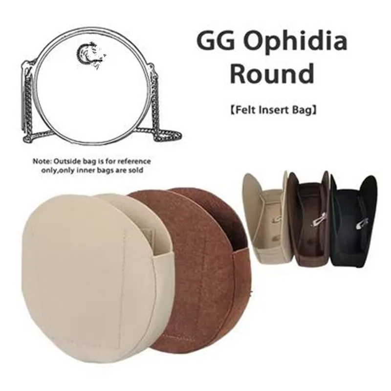 

Only Sale Inner Fits For GG Ophidia Round mini Shoulder Bag Felt Round Cosmetic Pouch Bag