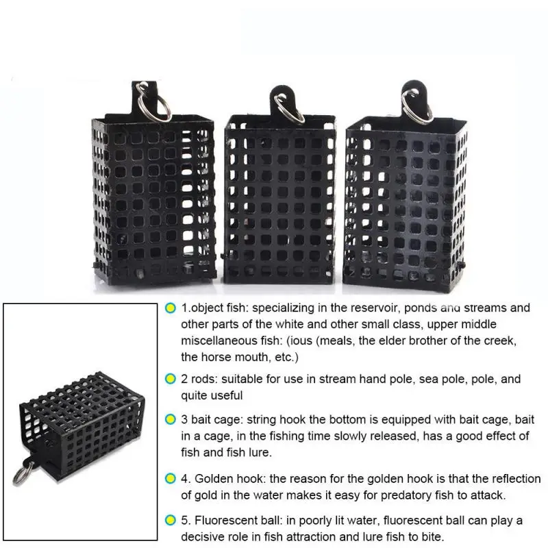 5PCS 30-100g Feeder Metal Bait Cage Container Bait Basket Feeder Holder Carp Fishing Sinker for Button Rigs