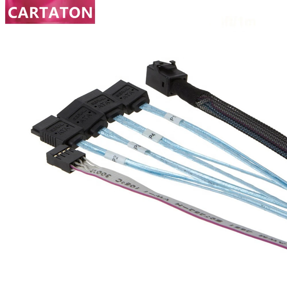 Internal Mini SAS HD SFF-8643 to 4 SATA 7-Pin with Sideband Data Cable