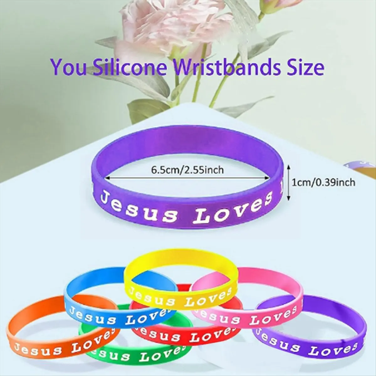 new arrival  36Pcs Jesus Loves You Silicone Wristbands Colorful Rubber Bracelets Christian Silicone Wristbands Adult Youth