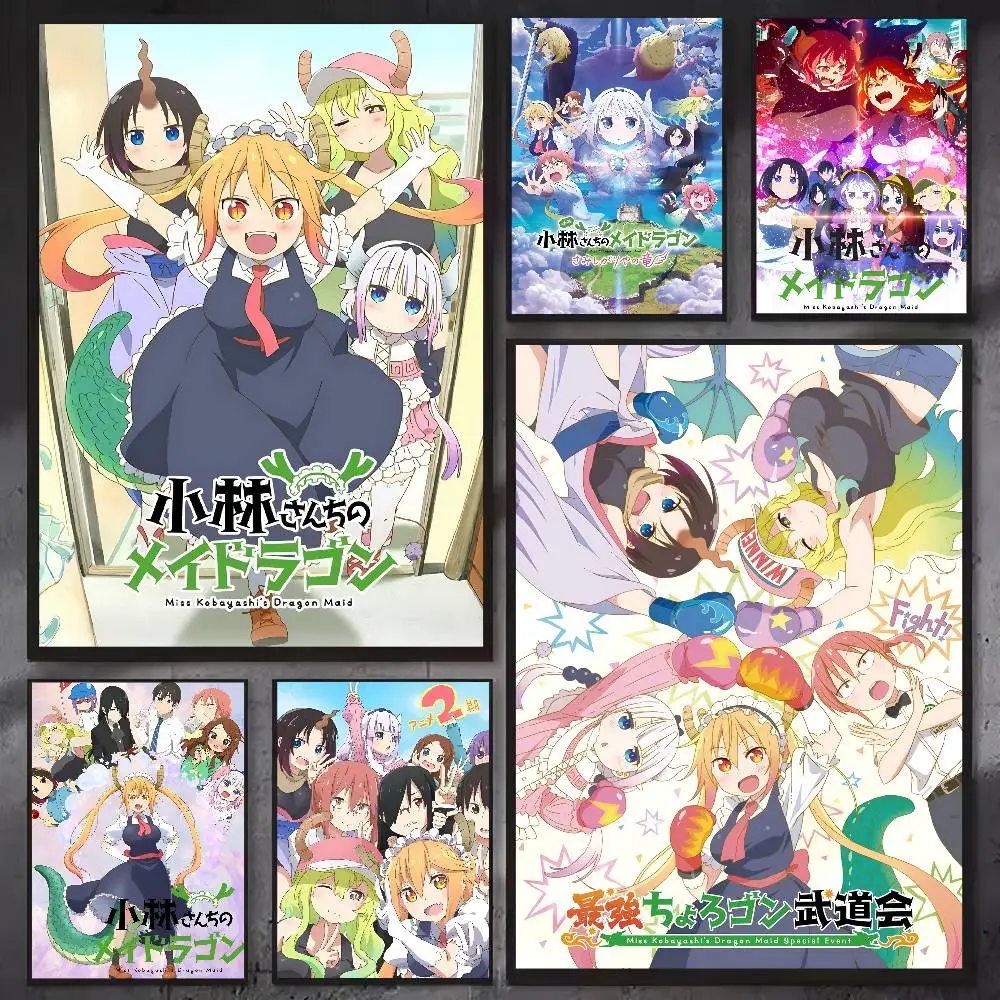 1pc Anime Miss Kobayashi's Dragon Maid Poster Sticker Print Waterproof Wall Art For Living Room Bedroom Home Decor