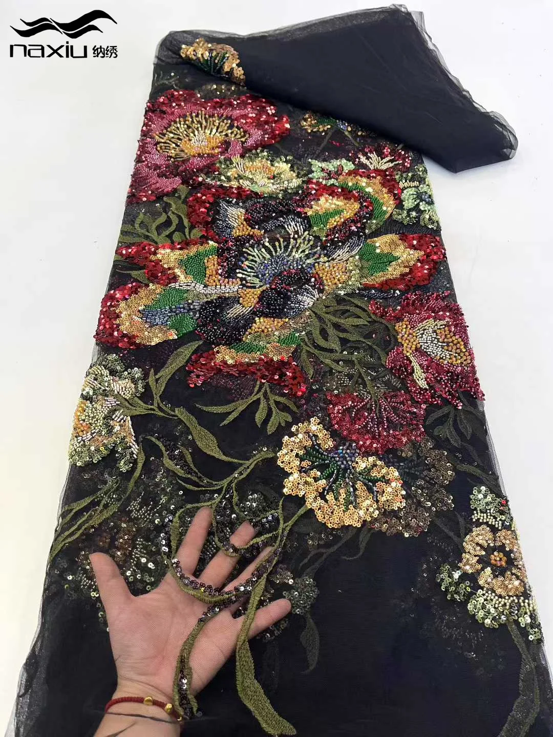 

Madison Elegant African Lace Fabric Sequins Embroidery Groom Nigerian Bridal High Quality French Tulle Lace Fabric For Dress