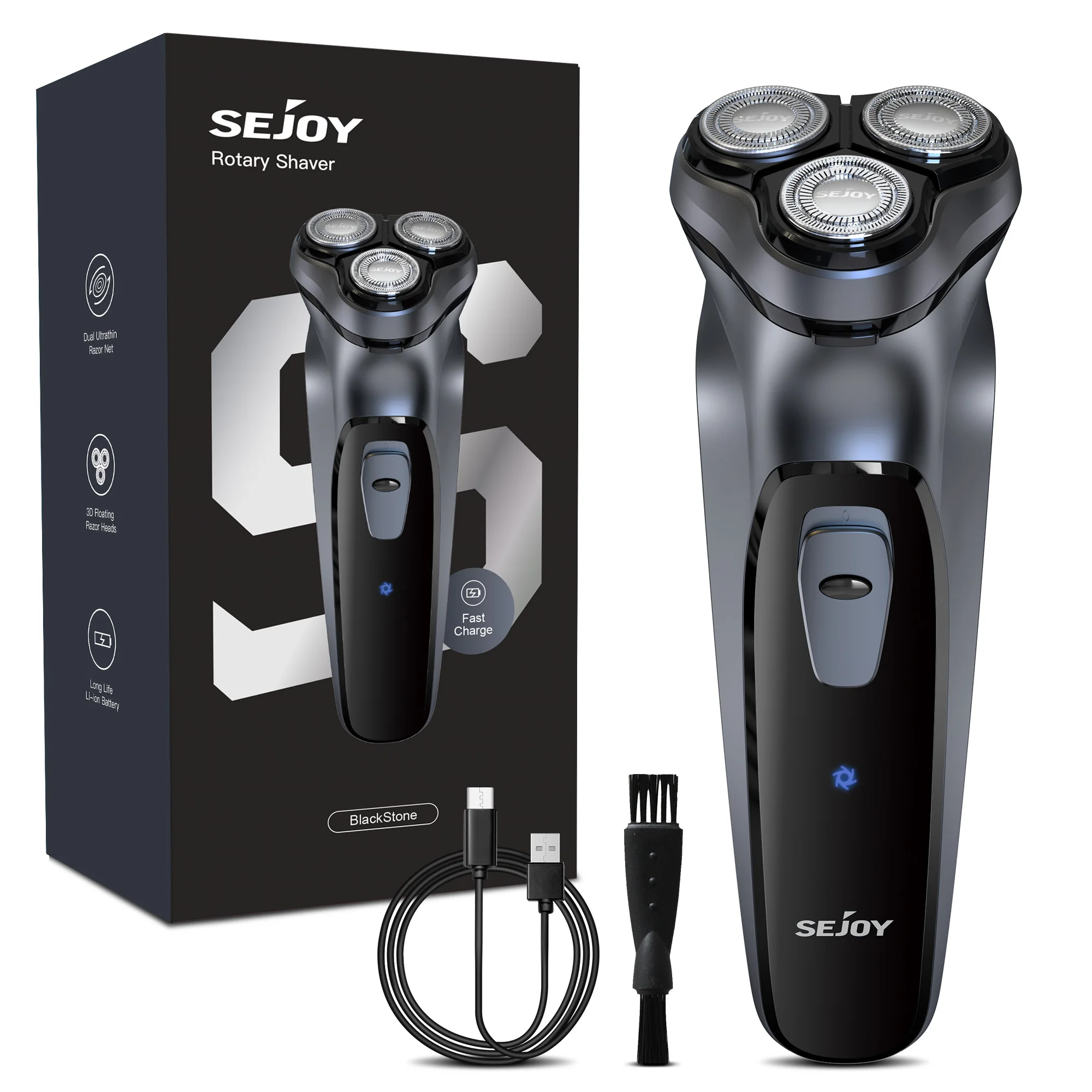 

Sejoy 2 in 1 Electric Rotary Shavers 5W Razor Rechargeable Hair Trimmer Type-C 3D Floating Blade Washable Shaving Beard Machine