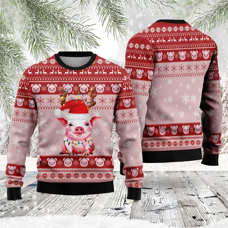 جديد ثلاثية الأبعاد مطبوعة لطيف خنزير البلوز للرجال النساء مضحك خنزير مزرعة عيد الميلاد منقوشة هوديي فضفاض الجولة الرقبة البلوز سترة
