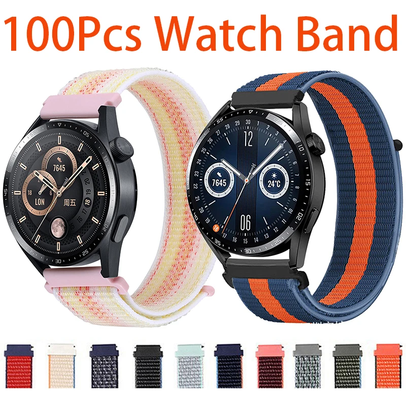 100Pcs Sport Watchband For HUAWEI WATCH 4 5 6 7 Nylon strap band For HUAWEI Watch 20mm 22mm Wristband