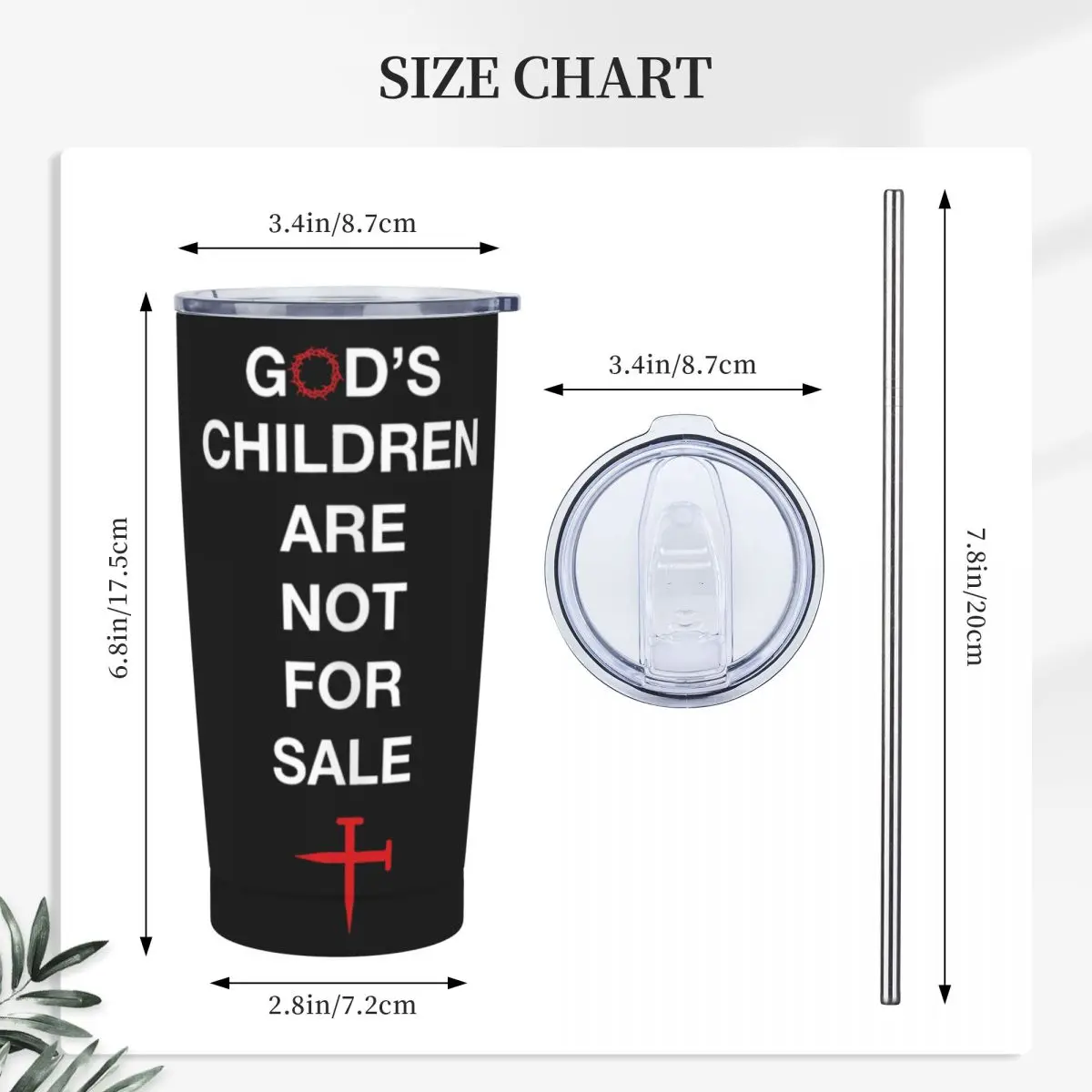 God's Children Are Not For Sale Tumbler Christian Healing Gifts Stainless Steel Mugs Cup Double Wall Vacuum Insulated  20oz