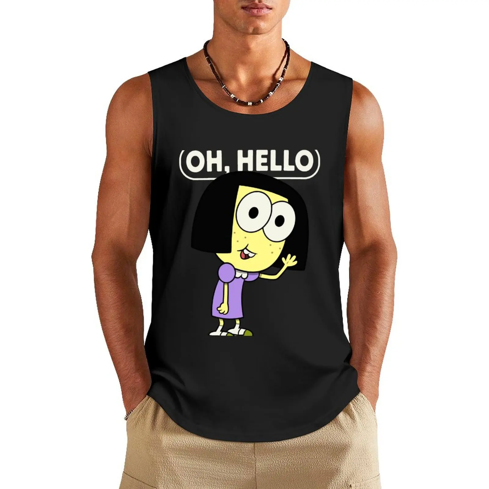 

Tilly Oh, Hello Greeting Tank Top cute tops running shirt underwear Sleeveless T-shirt vests for men