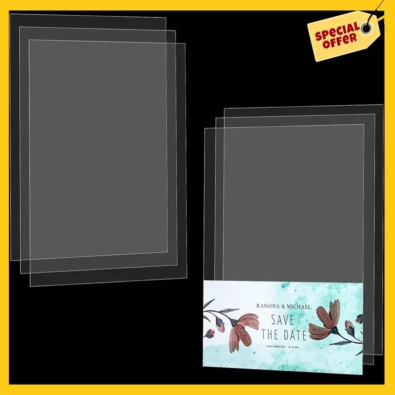 AAAG-50PCS Acetate Sheets Clear Acetate Sheets Plastic Heat Resistant, 4.3X6.3Inchblank Mylar Stencil Sheets Template Plastic