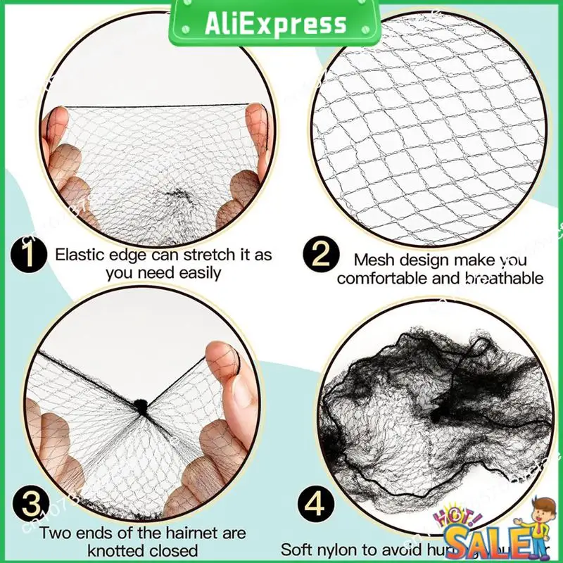 

A04R 50PCS Mesh Hair Nets And 100PCS U Shaped ,Hair Nets For Food Service Workers, Hair Nets For Women And Men