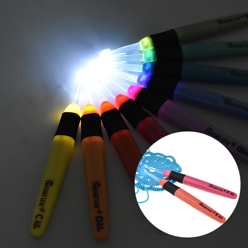 2.5-6.5mm LED Light Up Knitting Needles Creative Luminous Glow DIY Hand Craft Weaving Sewing Crochet Yarn Hooks  Accessories