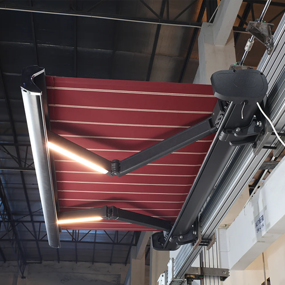 Remote Control Black Full Cassette Motorized Awning With LED Personalized Waterproof Cassette Awning Canopy Outdoor For Doors