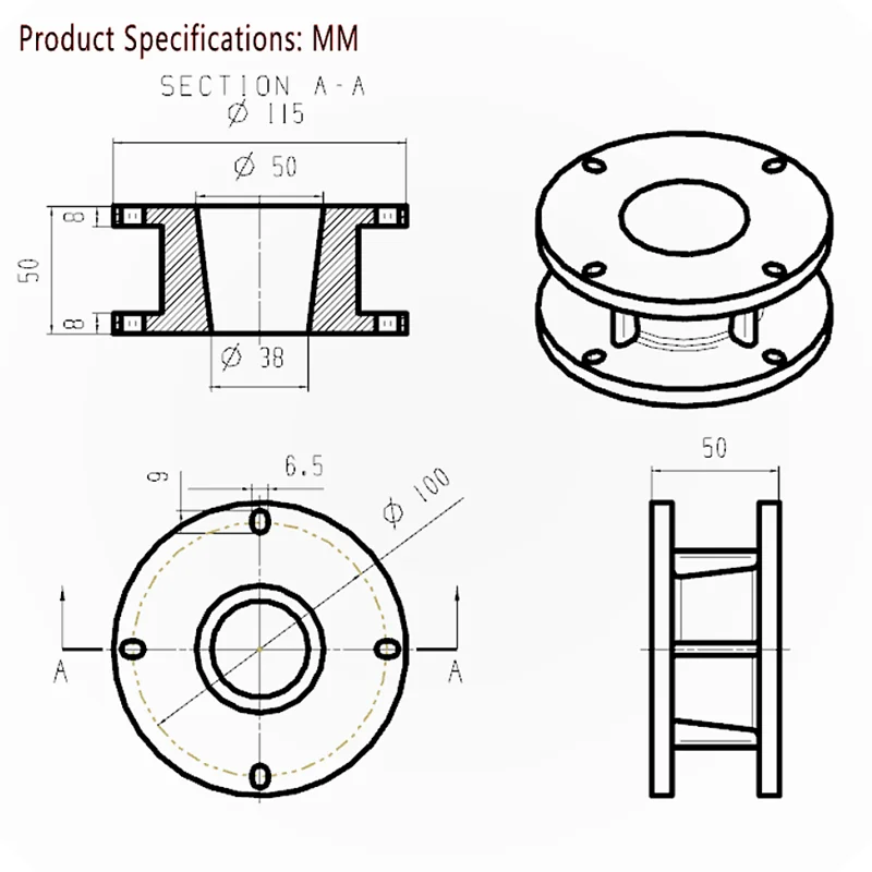 PROHsAudio PRO Audio Parts And Accessories For HF Driver Horn Conversion Interface, 1.4 Inche To 2 Inches