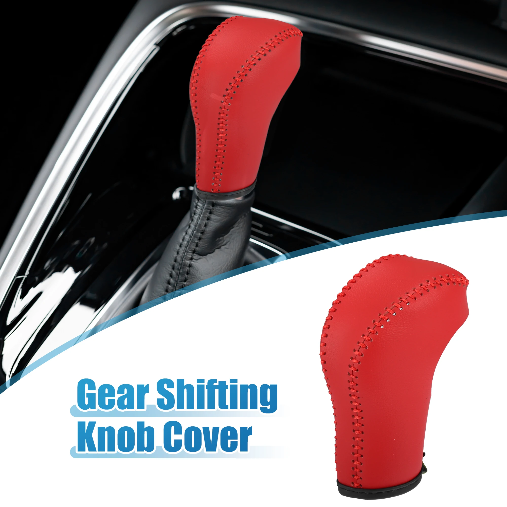 

UXCELL Gear Shifting Knob Cover Automatic Transmission Lever Trim for Porsche Cayenne 2011-2018 Faux Leather Red